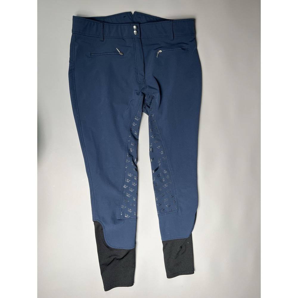 Horze Full Seat Breeches Navy Crown Silicone Grip Riding Pants Womens Size 40